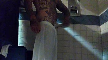 i'm stroking this big tattd up white dick in the shower, cumshot coming