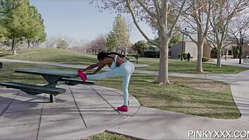 Ebony Mystique's big tits and ass? Monster cock fucks her!