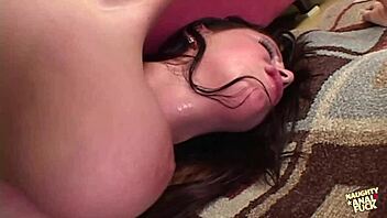 those big tits bounce wild while two guys stretch her tight asshole.