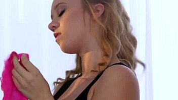 Sexy teen 18+ blonde rubs herself in wild ways