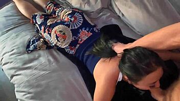 Green-Eyed Asian SukiSukiGirl Takes Intense POV Throat Action for Facial