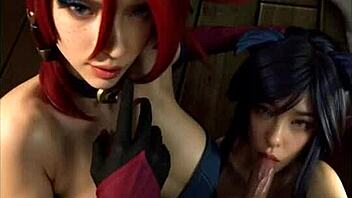 3D Hentai featuring Miss Fortune and Ahri in action
