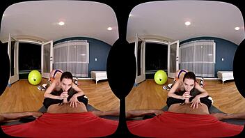 Naughty america vr - brunette with big tits fucks in the gym