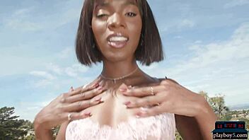 Tall black milf model ana foxxx strips in heels. She undresses and takes a hot bath solo