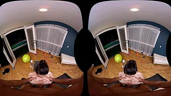 Naughty america vr - brunette with big tits fucks in the gym