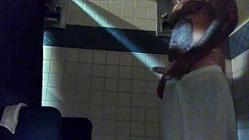 i'm stroking this big tattd up white dick in the shower, cumshot coming