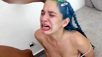 Watch this pretty blonde slut get her throat stuffed deep!