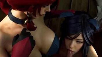3D Hentai featuring Miss Fortune and Ahri in action