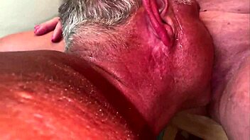 Enjoying a golden shower with an older woman
