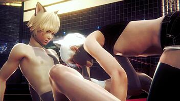 Yaoi femboy handjob and blowjob