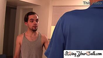 Hey, watch this developing man get a wild blowjob from a gay deviant!