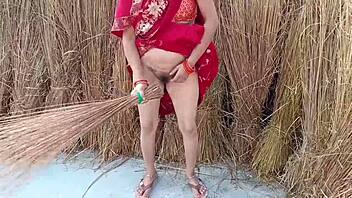 First time anal sex with an Indian housewife outdoors