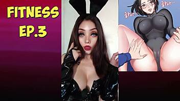 The big-tits girls at the gym in toomic fitness ep 3 get wet in lingerie with jerk off instructions.