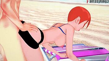 gwen tennyson’s bikini sex heats up public beach in 3d fantasy.