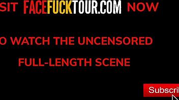 Watch this pretty blonde slut get her throat stuffed deep!