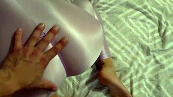 Babe in sexy nylon gives HANDJOB and CUMSHOT