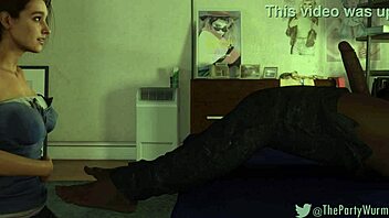 resident evil 3 jill valentine gives a handjob with pearly necklace