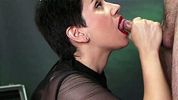 look at the cum dripping from her mouth