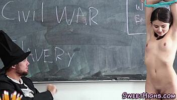 teen coed gets her ass jizzed in classroom chaos