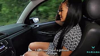 Seductive Uber ride turns into huge cum load on body.