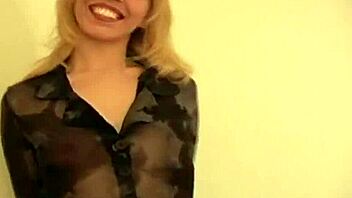 chasity gives blowjob up close