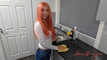 Reluctant Maid's Heart Races During Taboo Blowjob