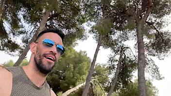 i, big cock stud, jerk off on public trail and cumshot