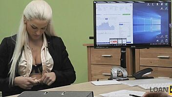 Dirty office worker seduces busty colleague for one time affair