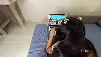 Roughly Fucked Stepsister's Tight Pussy While She Plays Tanks