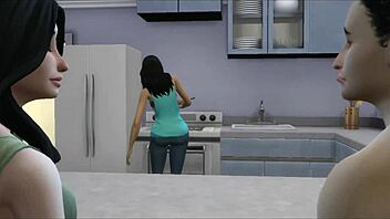 Step-siblings banging hard behind stepmom’s back, wow! 😳