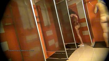 Secret camera in Russian public bathroom
