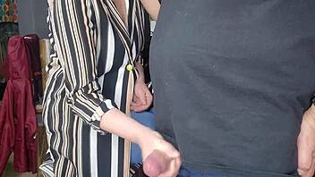 Stepmom helps me unwind with a handjob after work