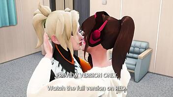 Overwatch 3d hentai preview version with rough cartoon action.