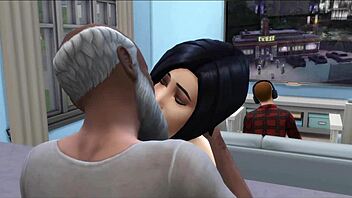 Horny wife cheats with old man in 3D porn video