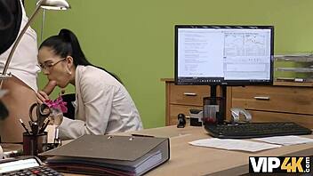 Brunette nympho nails hot sex for credit approval! 🔥