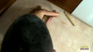 Sexy apron-clad stud gets a kitchen bang with seductress