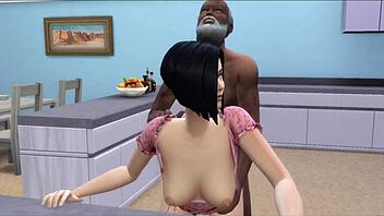 Horny wife cheats with old man in 3D porn video