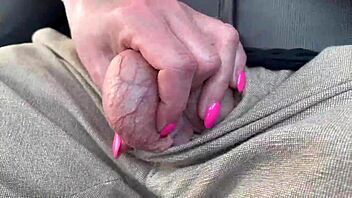 While driving on the highway, she sucked my balls in the car.