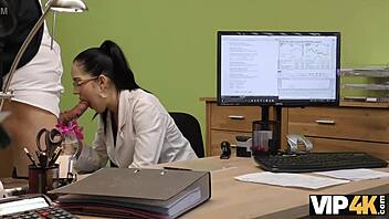 Brunette nympho nails hot sex for credit approval! 🔥