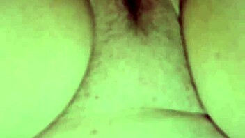 Rubbing Dick on Fat Hairy Pussy for Double-Sided Climax