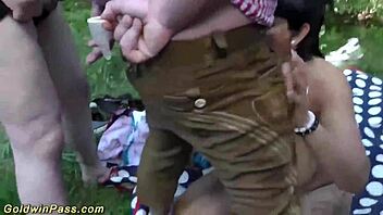 Holy! Extreme German Outdoor Orgy with Curvy Big-Tits Girls