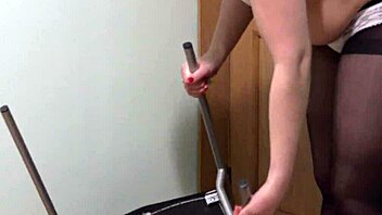 Chair fucks my hairy pussy and anal