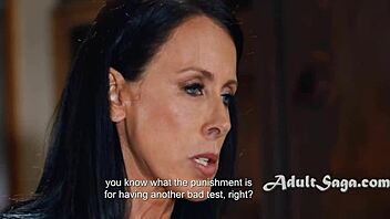 Reagan Foxx spanks her step-daughter Leana Lovings for a bad score