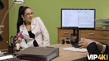 Brunette nympho nails hot sex for credit approval! 🔥