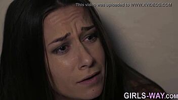 Skinny brunette babe licks small tits in high definition oral