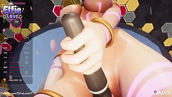 hentai vtuber elfie love plays with toys and squirts on stream