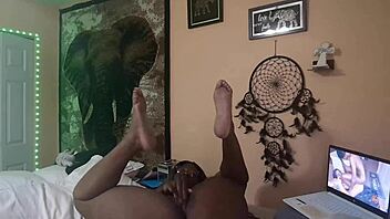 Naejae has a solo pleasure time with her pussy rubbing and lesbian porn videos