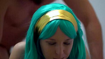 blue eyed girl getting creamed