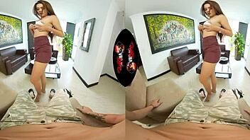 Beautiful Latina Babe Teases Undressing Before VR Fun