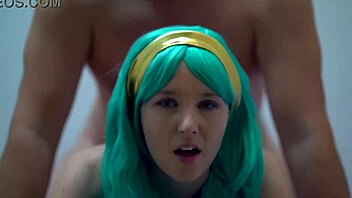 blue eyed girl getting creamed